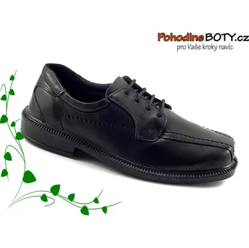 Pánské polobotky Pánské polobotky širší černé Aurelia E-647 (2-01-68 kůže)