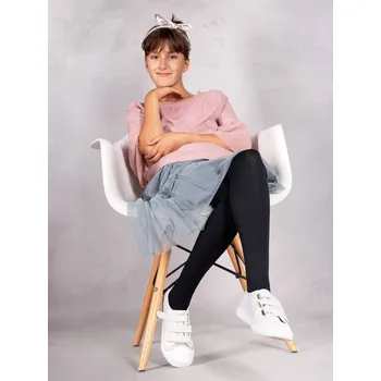 YO Dětské silonky punčocháče mikrovlákno silnější RAM-0103G černé s vaflovým vzorkem 80 DEN velikost oblečení - děti: 140/146