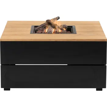 COSI Stůl s plynovým ohništěm cosipure 100 černý rám / deska teak