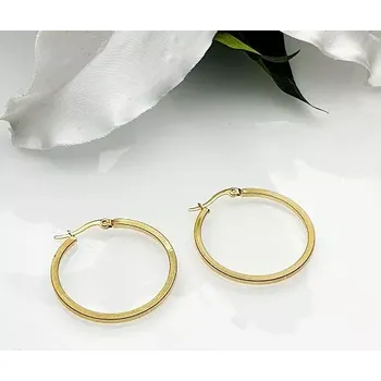 Náušnice Dámské ocelové náušnice kruhy hranaté - zlaté