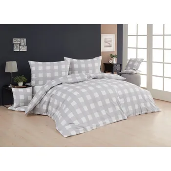 Povlečení Matějovský Quadro Grey šedé 1x140x200,1x70x90 zipový uzávěr