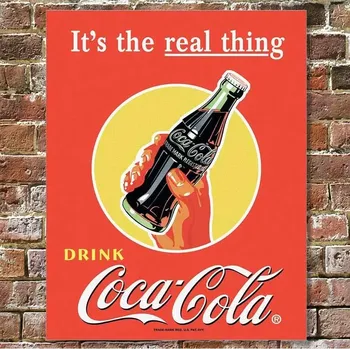 Plechová cedule Plechová cedule Coca Cola Real Thing - Bottle