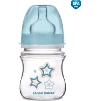 Kojenecká láhev Canpol babies Láhev se širokým hrdlem NEWBORN BABY 120ml modrá