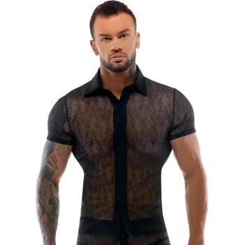 Pánské erotické prádlo Svenjoyment Tight Half-Sleeve Lace Shirt 2161656 Black Velikost L