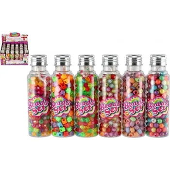 Dětské navlékací korálky Korálky se šňůrkou plast mix barev v plastové dózičce