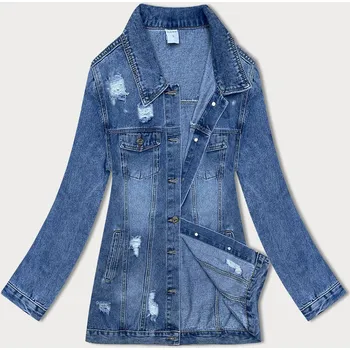 Dámská cargo bunda Modrá džínová bunda s protrženími a límečkem, odstíny modré M (38) i392_22300-47