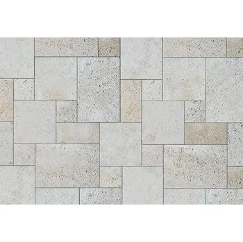 Dlažba TRAVERTIN Gaia - Francouzský vzor tl.12 mm Hammered (Pemrlovaný povrch, hrany řezané)