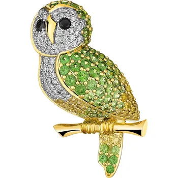 Brož Zlatá brož s brilianty a granáty - sova - ryzost 750 - 220.691
