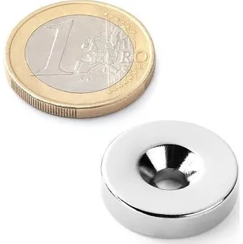 Dekorativní magnet Neodymový kruhový magnet Ø 18/9,5-4,5 mm, v. 4 mm, M4, síla 4 kg