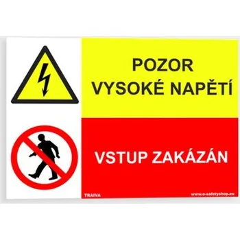 Pozor vysoké napětí Vstup zakázán Plast 148 x 105 mm (A6) tl. 0.5 mm - Kód: 25098