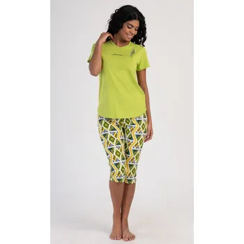 Dámské noční prádlo Vienetta Secret Dámské pyžamo capri Zuzana zelené Barva: Zelená, Velikost: 2XL