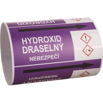Páska na značení potrubí Signus M25 - HYDROXID DRASELNÝ Samolepka 100 x 77 mm, délka 1,5 m, Kód: 26047