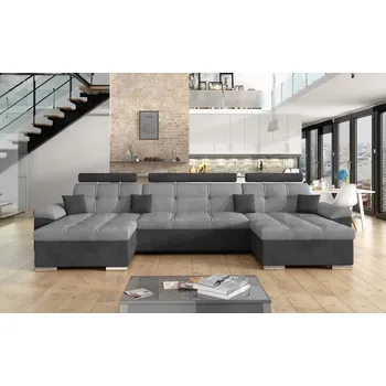 Sedací souprava Rozkládací rohová sedačka LEILA U světle šedá / šedá