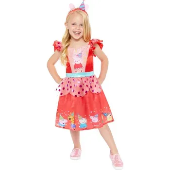 Party dekorace Dětský kostým "Prasátko Peppa slaví" - 2 až 3 let Vel. 92 - 98 cm