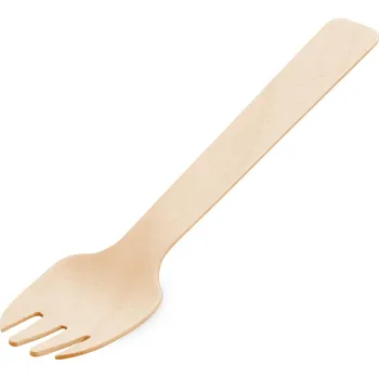 Jednorázové nádobí Vidlička na moučník (dřevěná FSC 100%) 10,5cm 100 ks