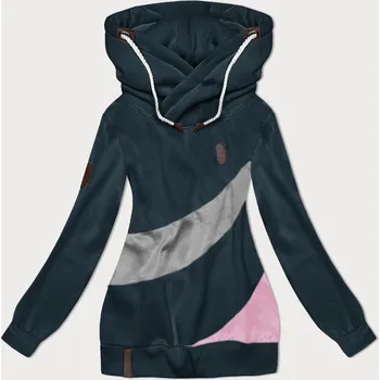 Dámská mikina Mořsko-šedá hrubší dámská mikina s pruhy (2302) odstíny modré XXL (44)