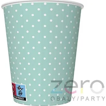 Jednorázové nádobí Pohárek (kelímek) nápojový papírový 0,25 l (8 ks) - mátové s mini puntíky