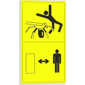 Výstraha - Riziko zasažení rotačníni válci. Dodržuj dostatečnou vzdálenost Samolepka 95 x 175 mm tl. 0.1 mm - Kód: 09156