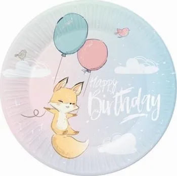 Party dekorace EKO Papírové talíře Pastel Animals 18 cm