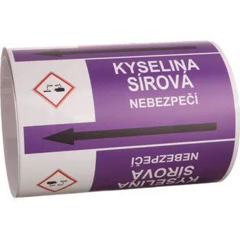 Páska na značení potrubí Signus M25 - KYSELINA SÍROVÁ Samolepka 100 x 77 mm, délka 1,5 m, Kód: 25969