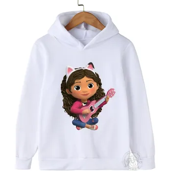 Chlapecký svetr Gabby's Dollhouse Dětská mikina s potiskem na motivy oblíbeného seriálu "Gabby's Dollhouse" (bílá, černá, červená) Barva: bílá 2 (bs), Velikost: 120