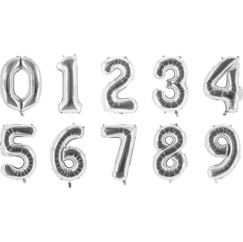 Balónek PARTY FACTORY Fóliový balónek číslice 85 cm – stříbrný DESIGN: ČÍSLO "3"