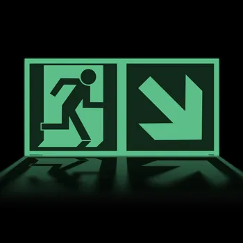 Nouzový východ (vpravo dolů) EN ISO 7010 Plast 200 x 100 mm tl. 1.1 mm - fotoluminiscenční - Kód: 16739
