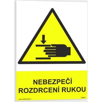 Nebezpečí rozdrcení rukou Plast 210 x 297 mm (A4) tl. 0.5 mm - Kód: 13253