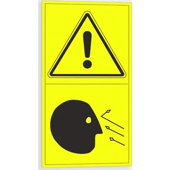 Výstraha - Riziko zásahu obličeje letícím objektem Samolepka 95 x 175 mm tl. 0.1 mm - Kód: 09299