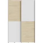 Šatní skříň s posuvnými dveřmi KEBAN, bílá/dub puccini, 5 let záruka + PROVĚŘENO zákazníky + vyzvednutí ZDARMA