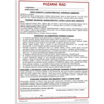 Požární řád ARCHÍV Plast 210 x 297 mm (A4) tl. 0.5 mm - Kód: 05592