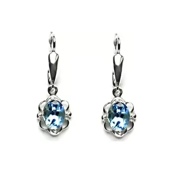 Náušnice Zlaté náušnice, přírodní topaz swiss, bílé zlato, NK 1140/20