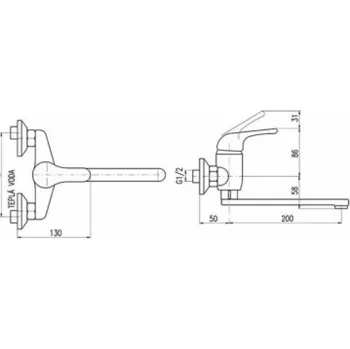 Vodovodní baterie Nástěnná baterie Domoletti Sázava Eco DSA501.5/23