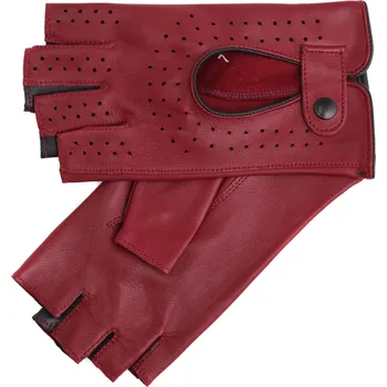 Rukavice Špongr Dámské kožené řidičské rukavice ZONDA BP tmavě červená s černou šichtlí Velikost: 6 1/2"