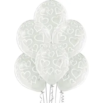 Balónek Latexové transparentní balonky srdíčka - 6 ks