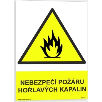 Nebezpečí požáru hořlavých kapalin Samolepka 210 x 297 mm (A4) tl. 0.1 mm - Kód: 03594