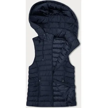 Dámská vesta Modrá prošívaná vesta s kapucí J.STYLE, odstíny modré S (36) i392_22370-46
