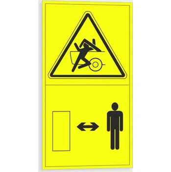 Výstraha - Riziko stlačení osoby při sklopení části stroje Dodržuj bezpečnou vzdálenost Samolepka 95 x 175 mm tl. 0.1 mm - Kód: 09291