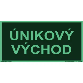 Značení Únikový východ Samolepka 200 x 100 mm tl. 0.4 mm - fotoluminiscenční - Kód: 10839