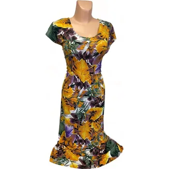 Dámské šaty Květované šaty, Barva Žlutá, Velikost XXL 48, Materiál 96% Viskoza 4% Lycra