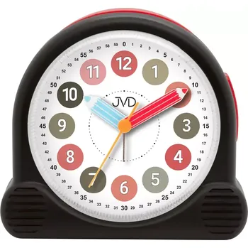 Budík JVD Dětský černý ručkový netikající tichý sweep budík JVD SRP160.3
