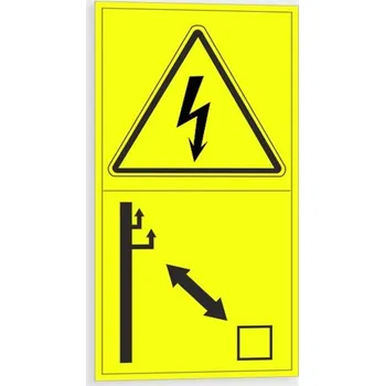 Výstraha - Pod napětím. Dodržuj bezpečnou vzdálenost od el. zařízení Samolepka 95 x 175 mm tl. 0.1 mm - Kód: 09263