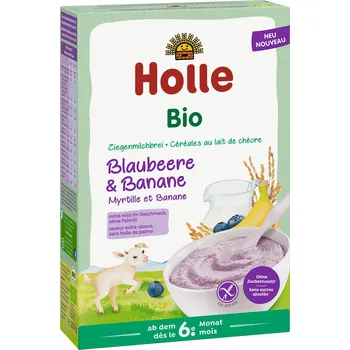 Dětská kaše Holle Bio Kaše s kozím mlékem, borůvkami a banánem pro děti od 6. měsíce, 200 g