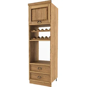 Kuchyňská skříňka Dřevěná kuchyňská skříňka pro vestavnou troubu a víno KP165 vysoká Barevné provedení: Hnědý vosk - K15, Úchyty: Kování CERA