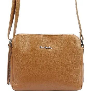 Kabelka Třípřihrádková camel kožená crossbody kabelka Pierre Cardin