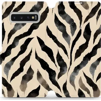 Pouzdro na mobilní telefon Flipové pouzdro Mobiwear - Samsung Galaxy S10 Plus - VA53S Zebří (Knížkové flip pouzdro, obal, kryt na mobil Samsung Galaxy S10 Plus - VA53S Zebří, materiál Umělá kůže + TPU - ochrana 360°, stojánek, silikonová vanička, magnetické zavírání)