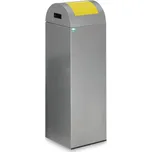 Nádoba na odpad, z ocelového plechu, samozhášecí, 89 litrů, stříbrná, žlutá klapka pro vhazování