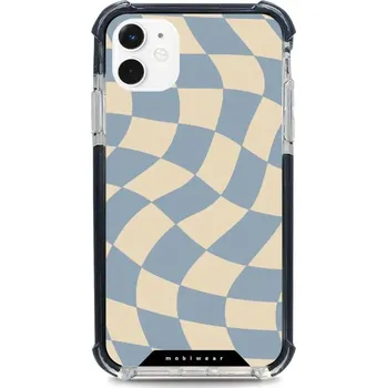 Pouzdro na mobilní telefon Odolný obal Mobiwear MagSafe Elite Bumper - Apple iPhone 11 - DA59D Modrá a béžová šachovnice (Odolný kryt, pouzdro, obal Mobiwear Elite Bumper na mobil Apple iPhone 11 - DA59D Modrá a béžová šachovnice, materiál Plast + TPU silikon + kov - zesílená ochra