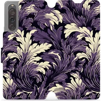 Pouzdro na mobilní telefon Flipové pouzdro Mobiwear - Sony Xperia 10 V - VA46S Fialové rostliny (Knížkové flip pouzdro, obal, kryt na mobil Sony Xperia 10 V - VA46S Fialové rostliny, materiál Umělá kůže + TPU - ochrana 360°, stojánek, silikonová vanička, magnetické zavírání)