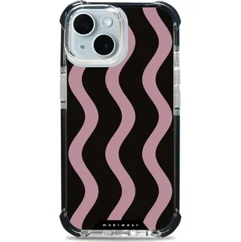 Pouzdro na mobilní telefon Odolný obal Mobiwear MagSafe Elite Bumper - Apple iPhone 15 - DA54D Fialové vlnky (Odolný kryt, pouzdro, obal Mobiwear Elite Bumper na mobil Apple iPhone 15 - DA54D Fialové vlnky, materiál Plast + TPU silikon + kov - zesílená ochrana telefonu, podpora)